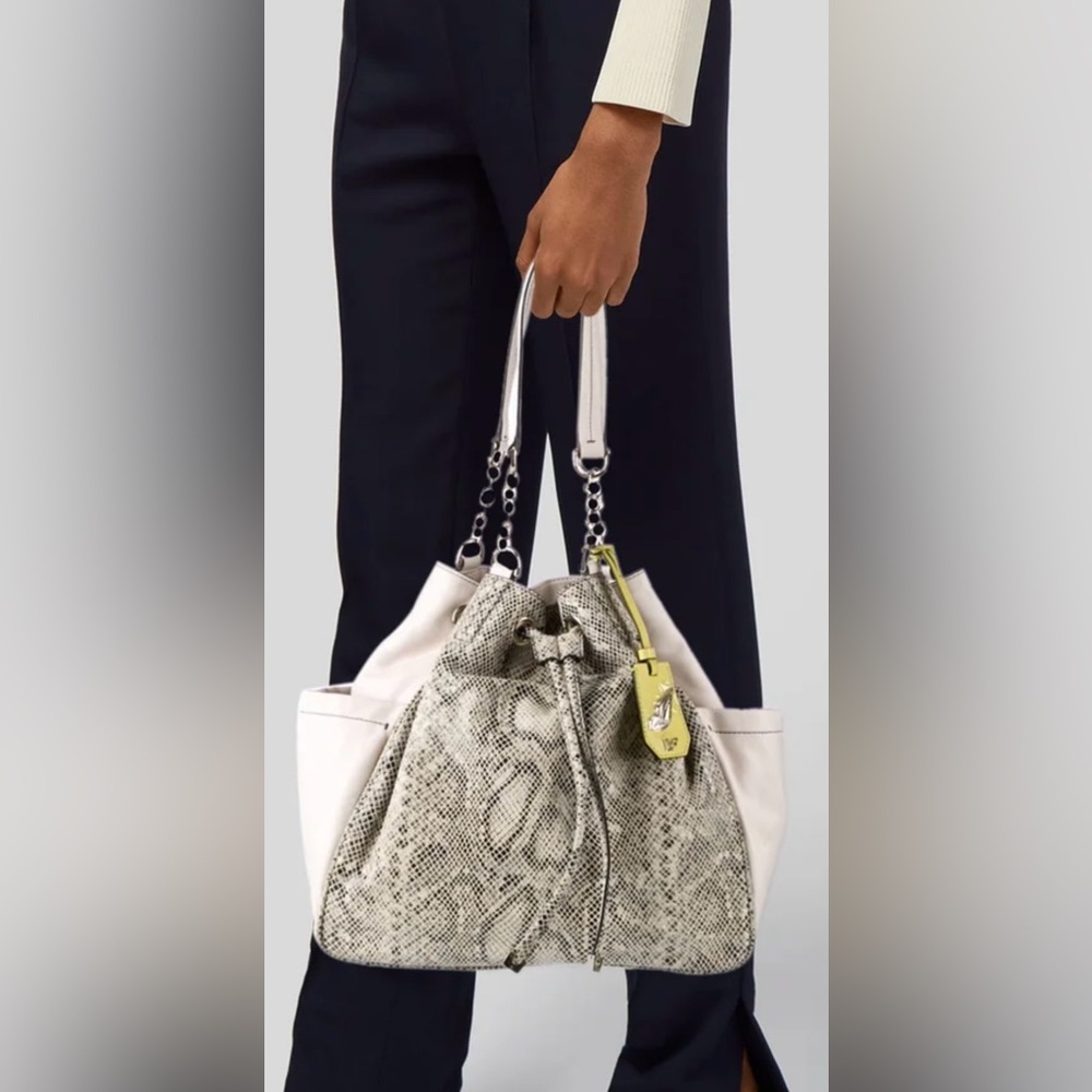 Diane von Furstenberg Python Embossed Leather Bucket Bag SYDNEY CINCH